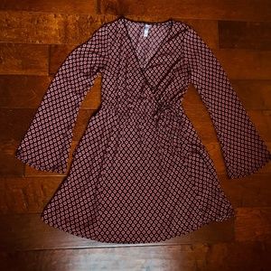 Xhilaration bell sleeve faux wrap dress • medium